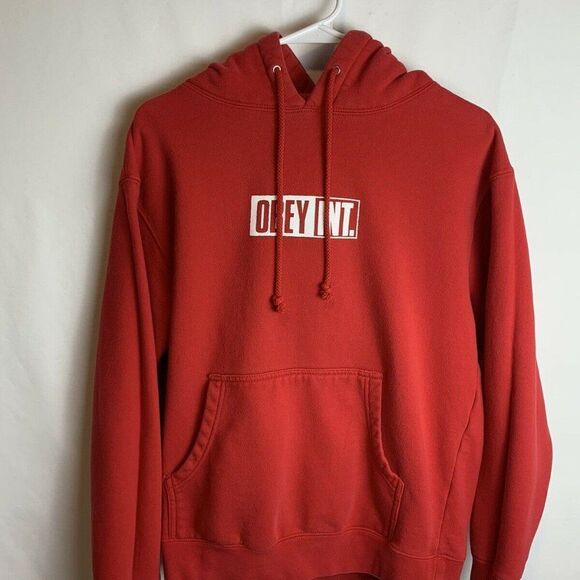 OBEY Other - Obey Int Men's Red Hoodie Sweatshirt Size Small Shepard Fairey Andre